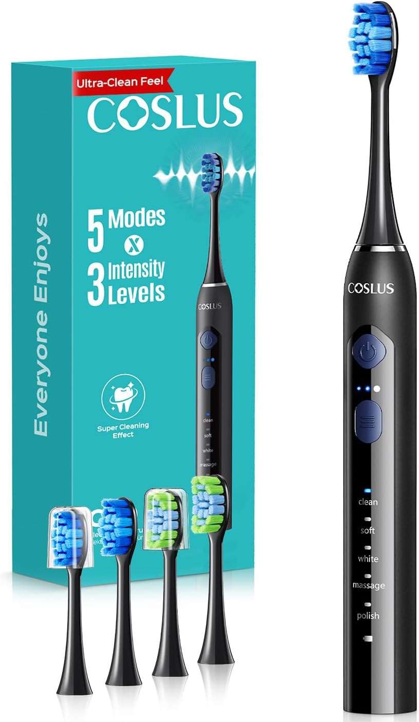 COSLUS C30 Electric Toothbrush Adults 5 Modes Black