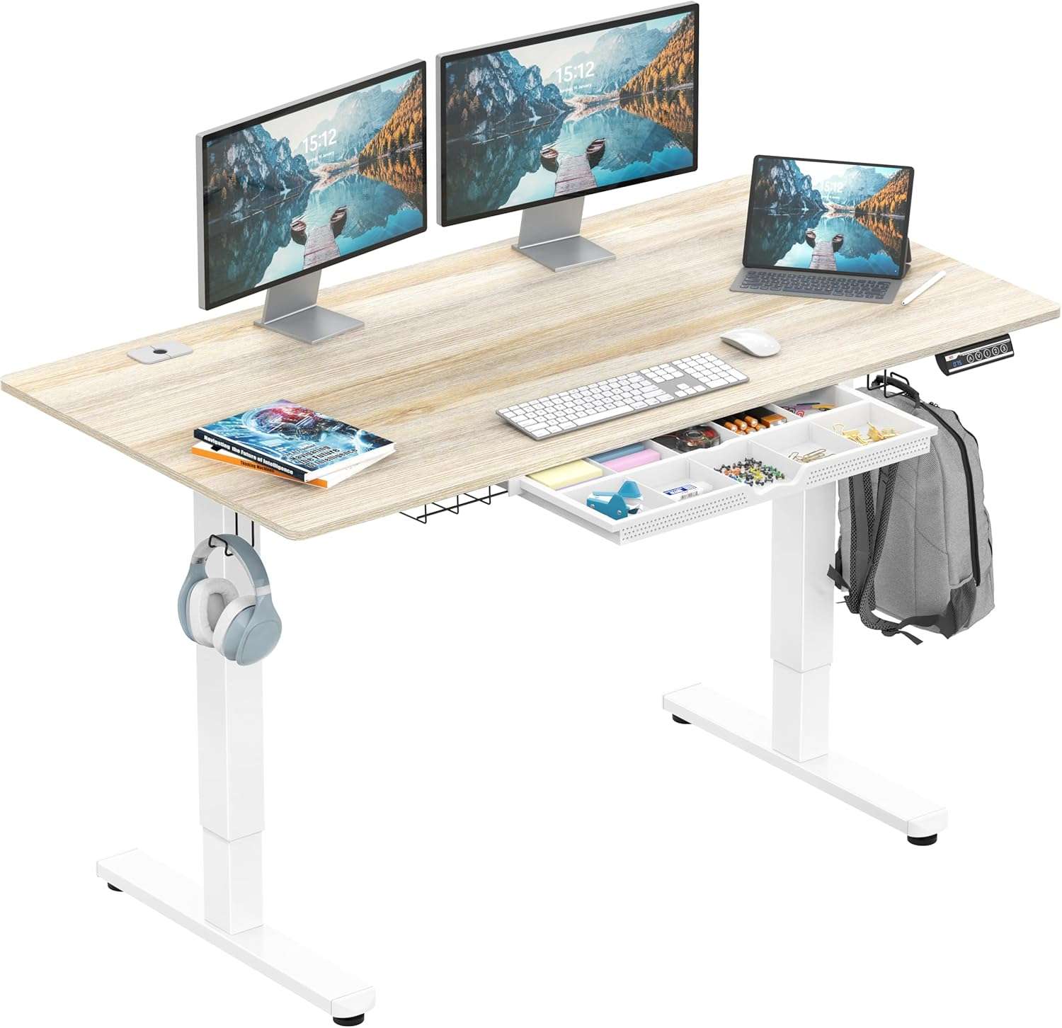 SHW 55x28 Electric Height Adjustable Standing Desk