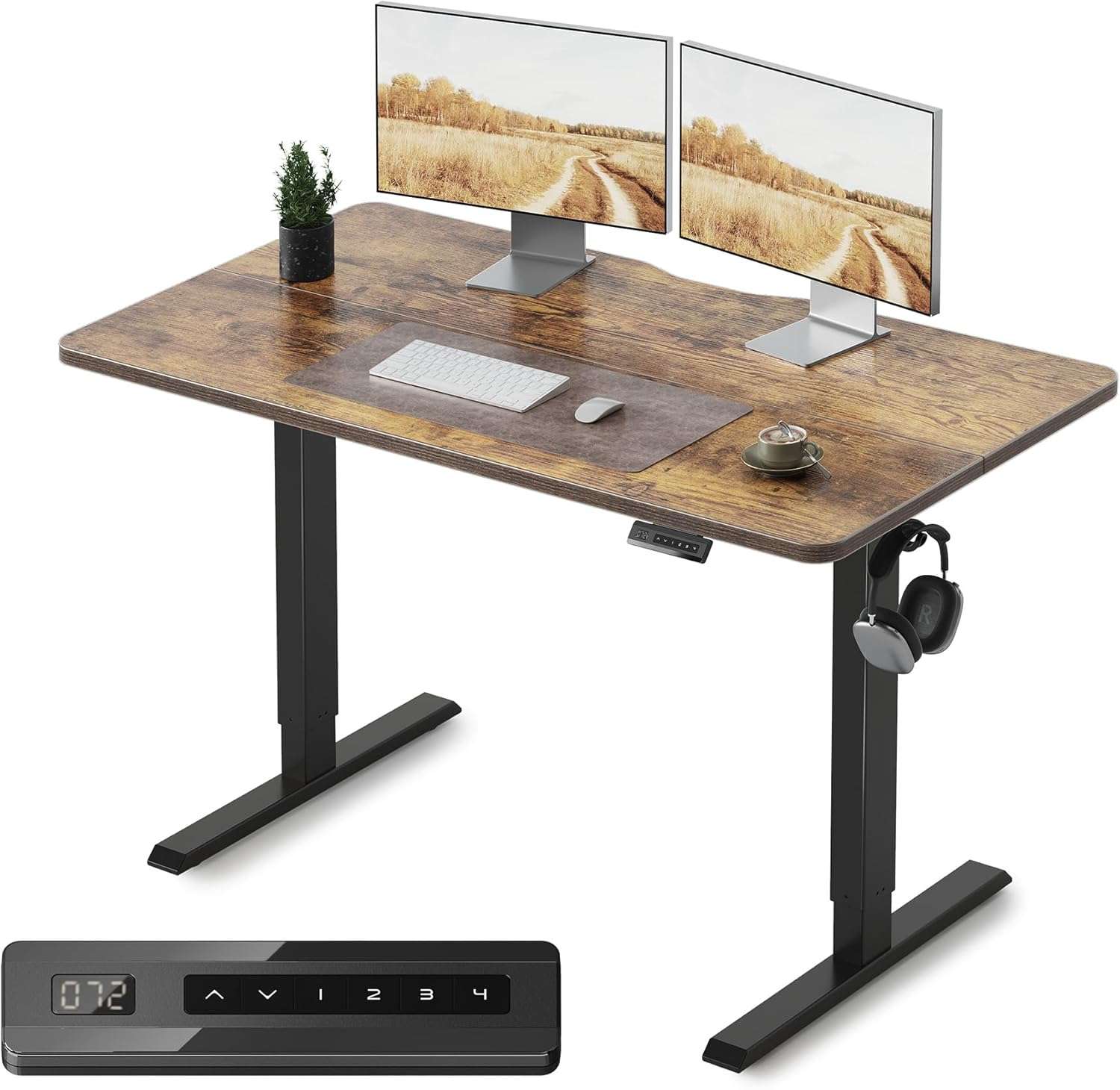 FEZIBO Electric 48x24 Rustic Brown Standing Desk